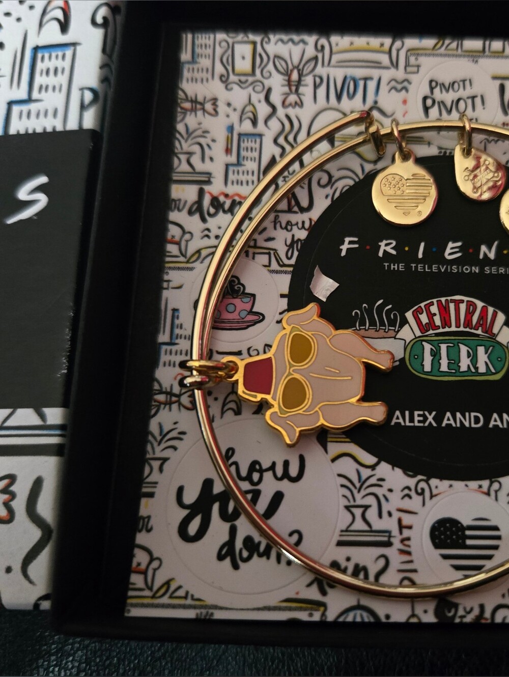 Alex and Ani Gold Friends Central Perk Turkey Charm Bangle Bracelet